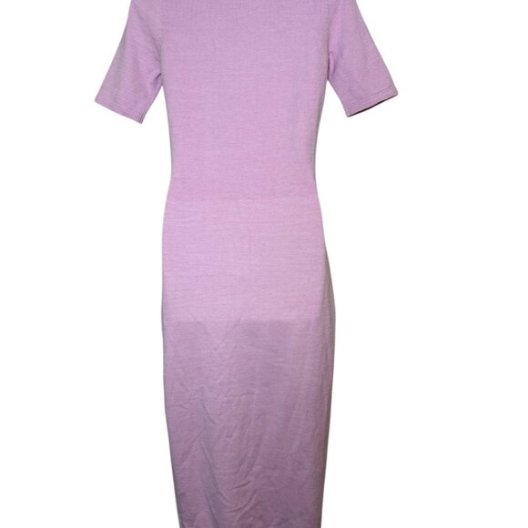 Seroya Jana Knit Midi Dress Ballet Pink Short Sleeve Mock Neck - Picture 4 of 5